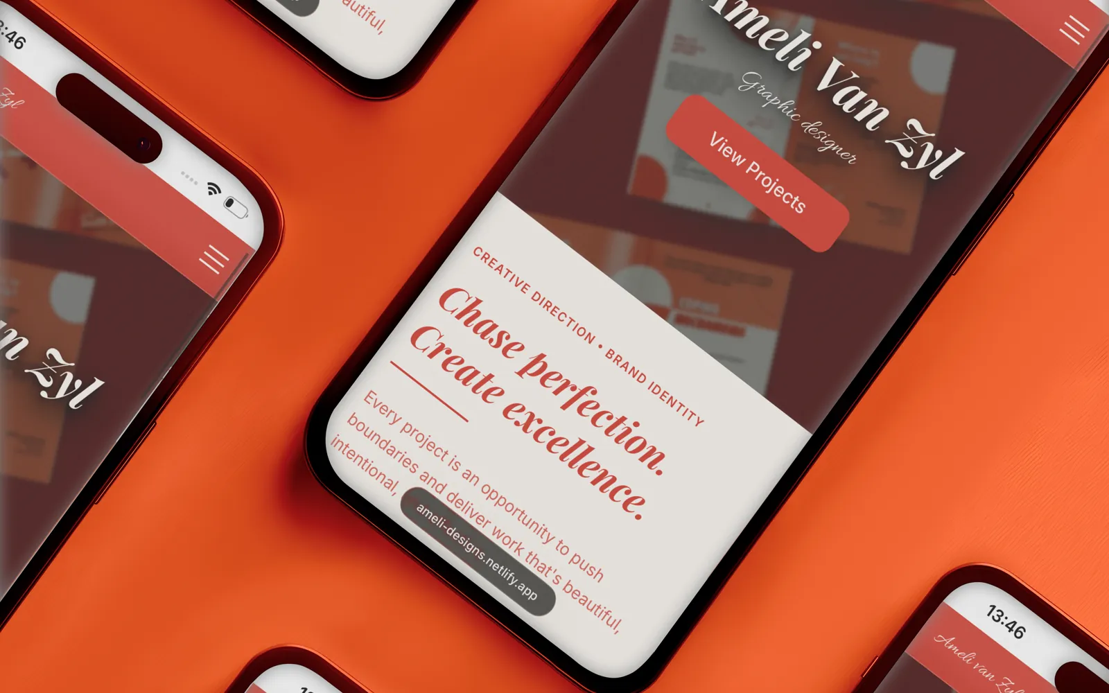 Ameli Designs portfolio website mockup