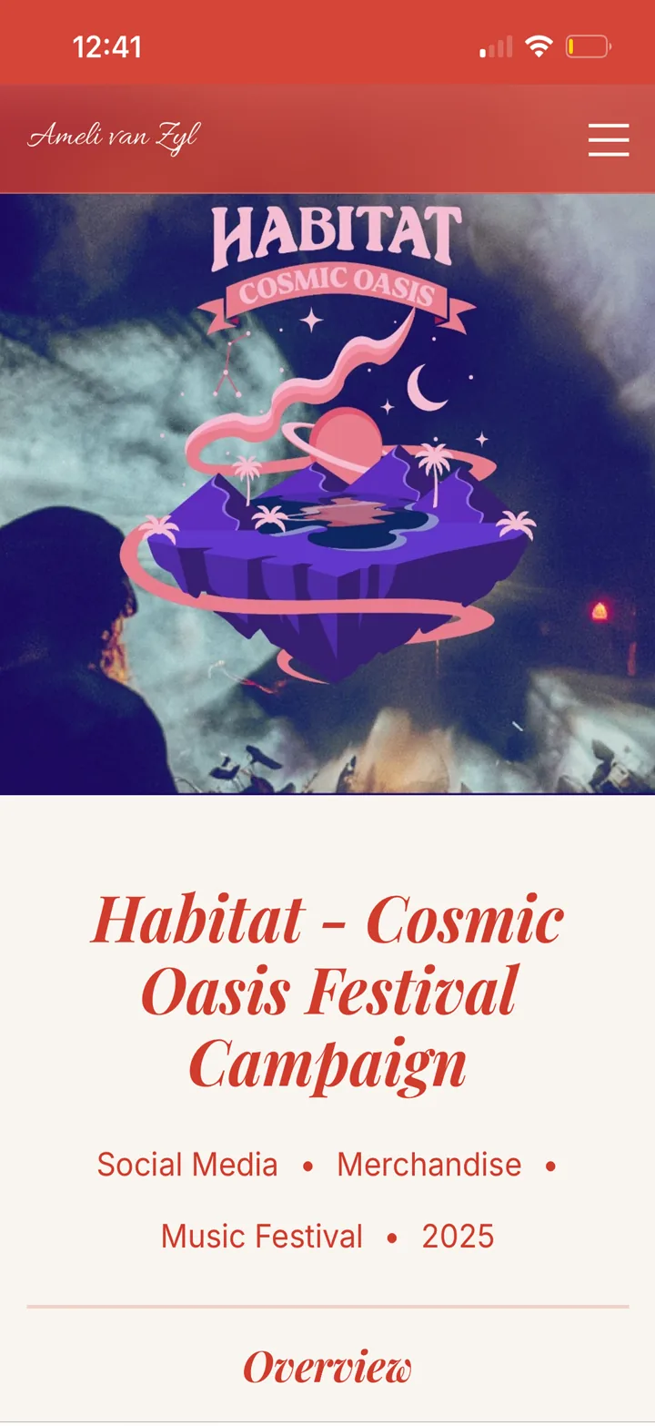 Habitat Cosmic Oasis project page on mobile