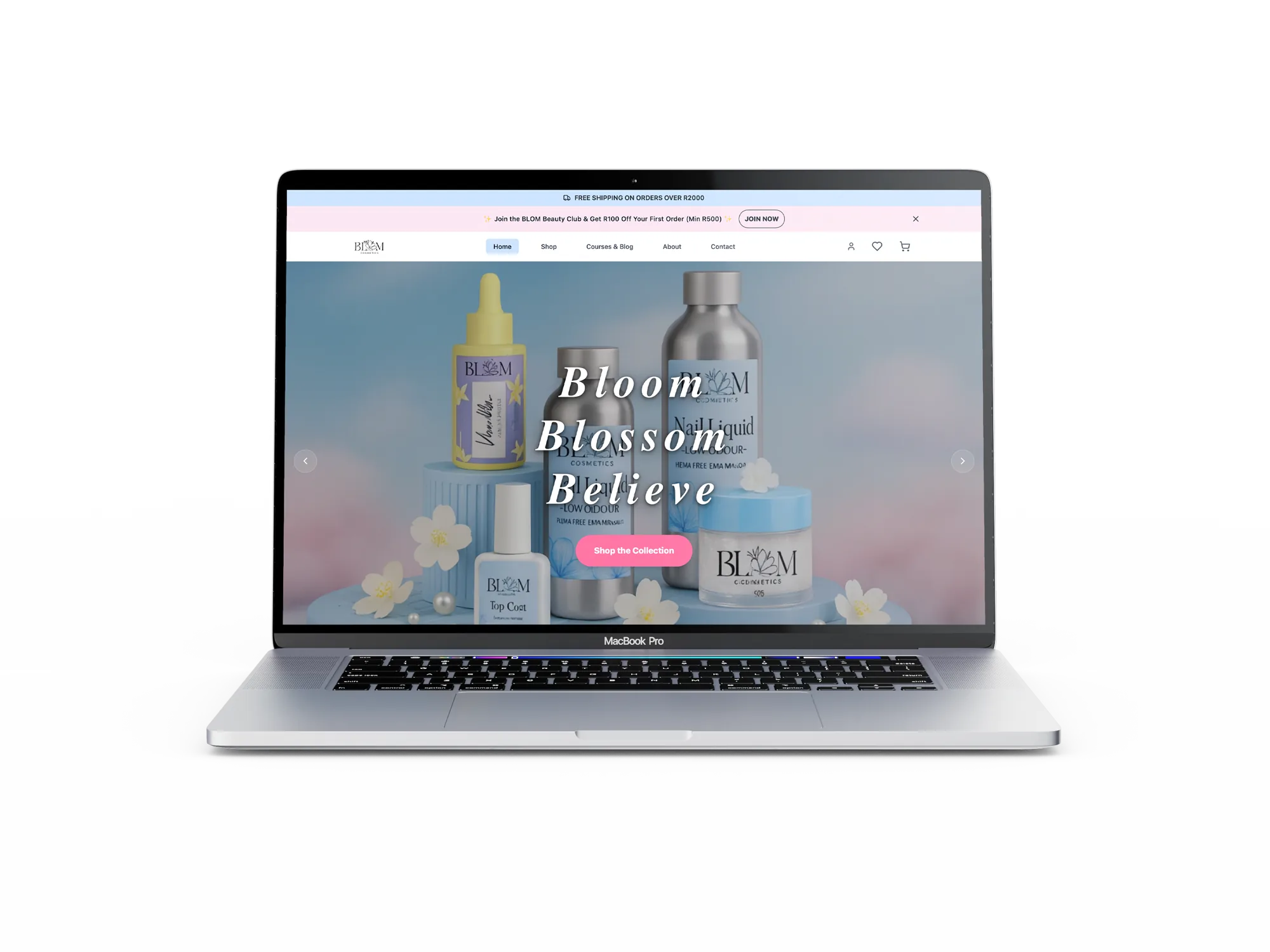 BLOM Cosmetics storefront homepage