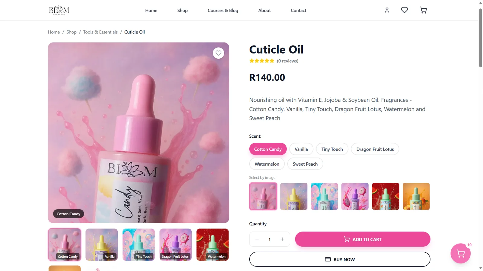 BLOM Cosmetics product detail page