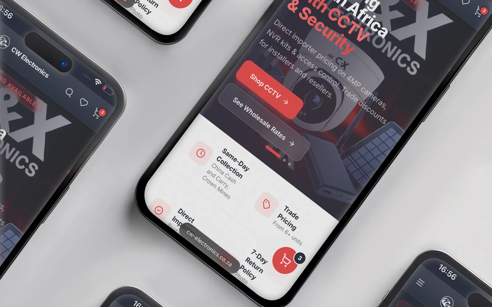CW Electronics e-commerce website interface
