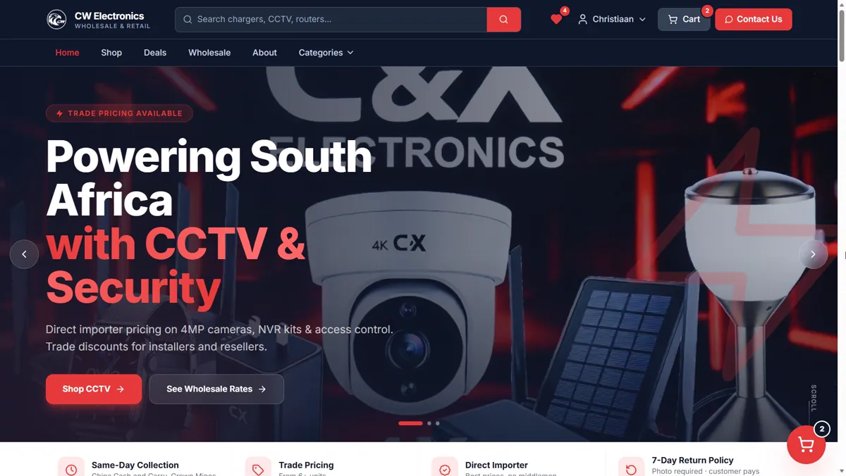 CW Electronics e-commerce store