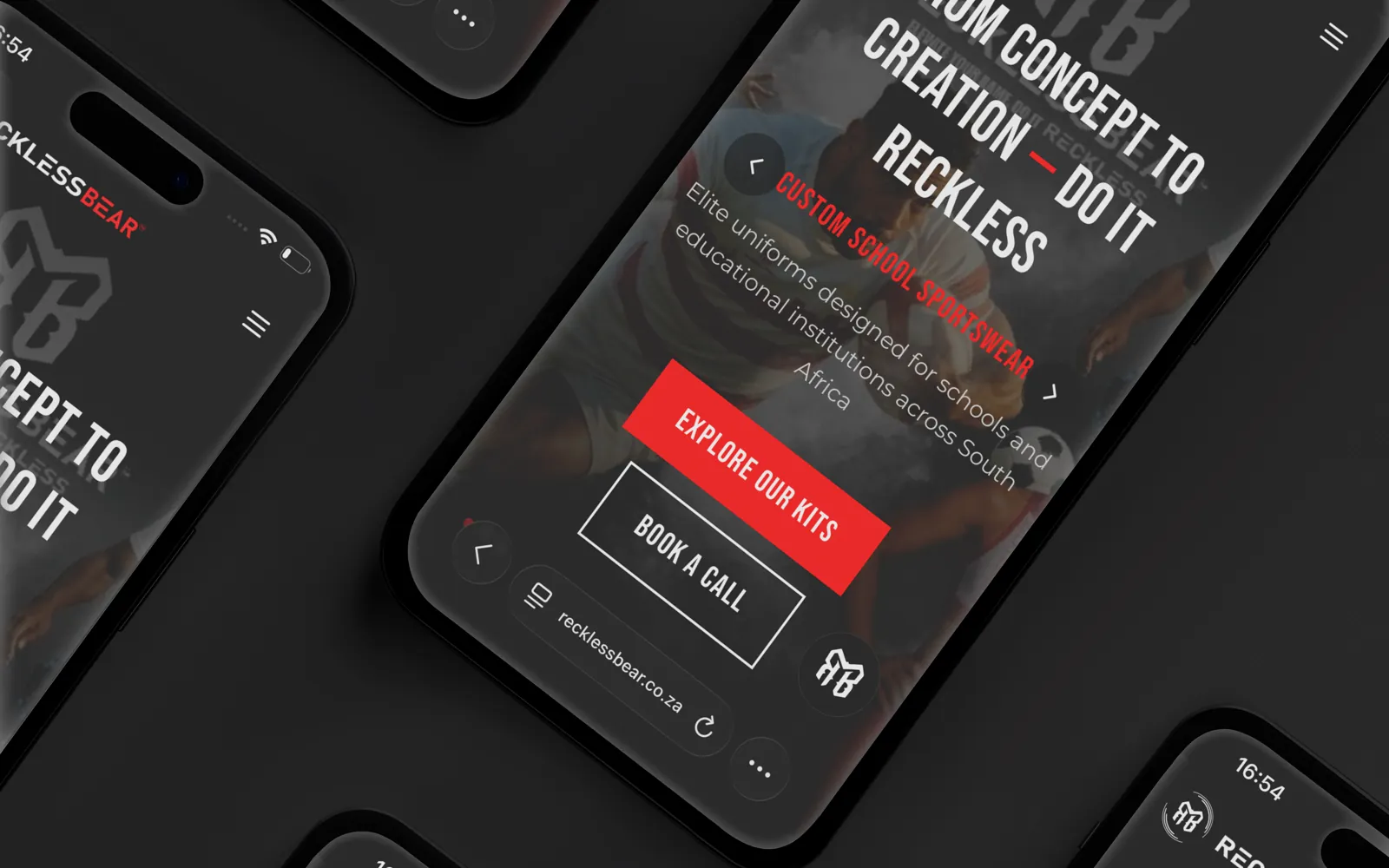 RecklessBear website and automation screens