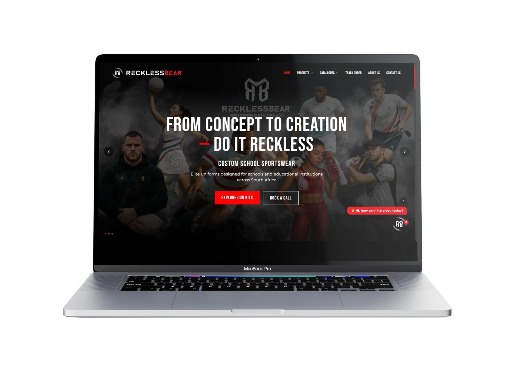 RecklessBear custom apparel website homepage